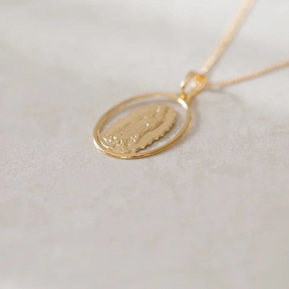 Large Virgin Mary Necklace | 18k Gold Filled - Picture 2 of 5